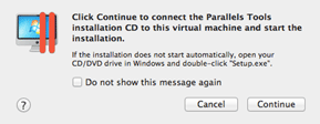 Parallels message, Continue